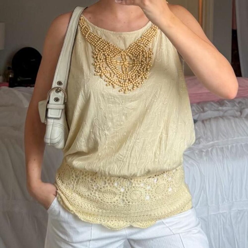 hazel hazel hazel beaded crochet beach y2k 2000s top